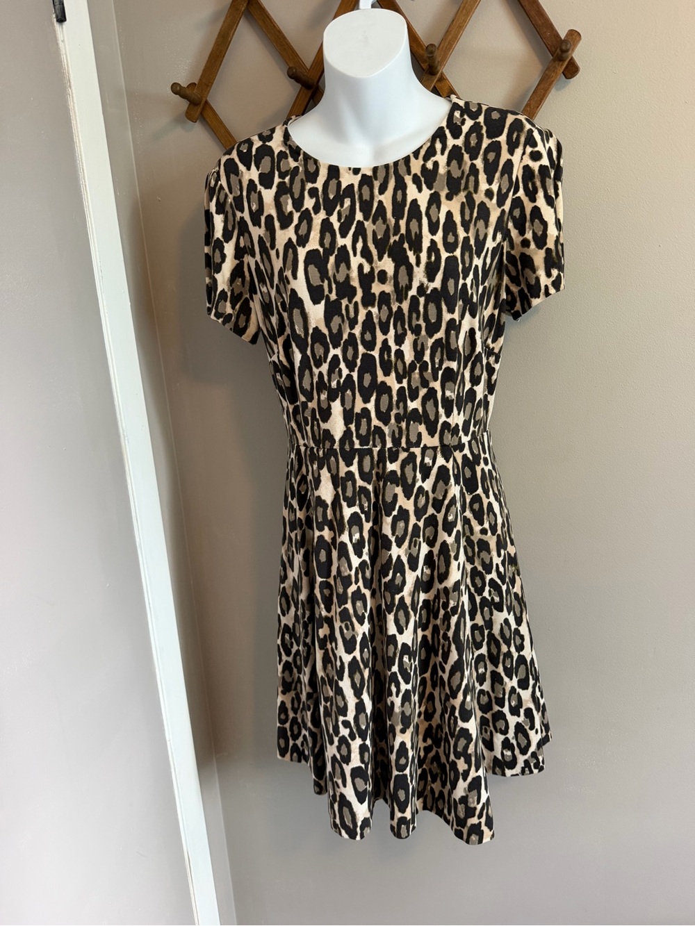 Kate Spade Leopard Print Ponte Fit and Flare Dress 6